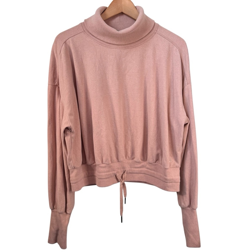 Sweaty Betty Melody Luxe Fleece Turtleneck Large US 10 Pink Pullover Sweatshirt